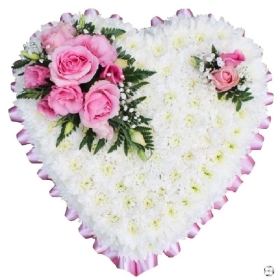 Pink & White Funeral Heart