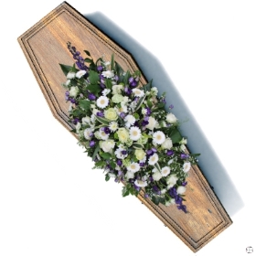 Purple & White Coffin Spray