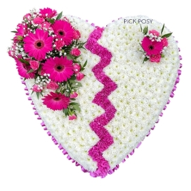 Cerise Pink Broken Heart Funeral Tribute
