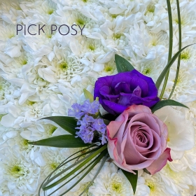 lilac-purple-memory-lane-roses-lisanthus-funeral-posy-pad-delivered-strood-rochester-kent