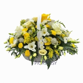 Yellow & White Funeral Basket