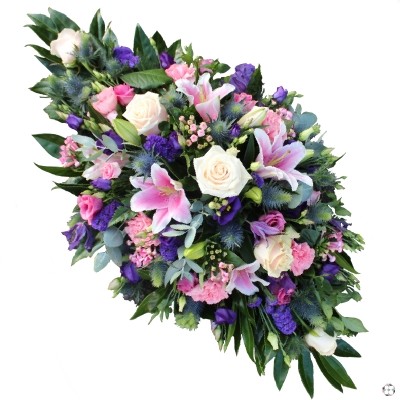 pink-purple-double-ended-open-ended-spray-funeral-flowers-tribute-delivered-strood-rochester-medway-kent