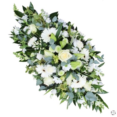 white-double-ended-open-ended-spray-funeral-flowers-tribute-delivered-strood-rochester-medway-kent