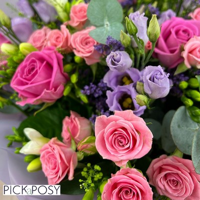 scrumptious-pretty-pink-lilac-handtie-bouquet-freesia-roses-flowers-delivered-strood-rochester-medway-kent