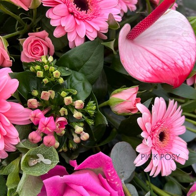 Pink-roses-gerebras-casket-coffin-spray-funeral-flowers-tribute-delivered-strood-Rochester-medway-kent