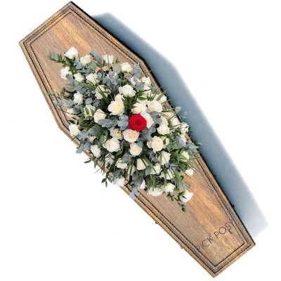 white-roses-single-red-rose-casket-coffin-spray-funeral-flowers-tribute-delivered-strood-rochester-medway-kent