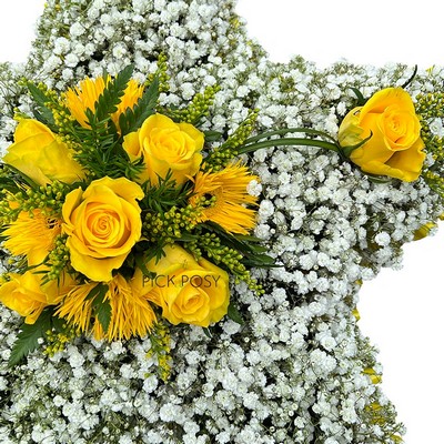 yellow-rose-gypsophila-star-tribute-funeral-flowers-delivered-strood-rochester-medway-kent