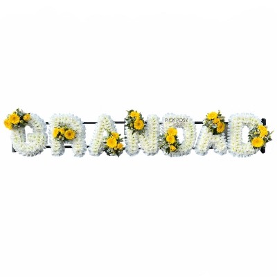 grandad-yellow-white-roses-chrysanthemum-letters-based-funeral-flowers-tribute-delivered-strood-rochester-medway-kent