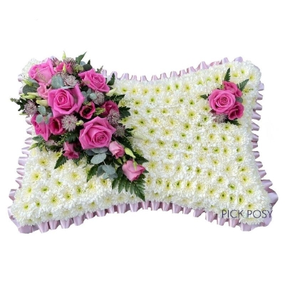 pink-white-pillow-wreath-funeral-flowers-tribute-delivered-strood-rochester-medway
