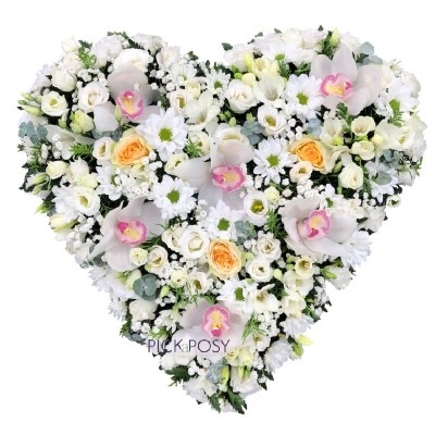 orchid-roses-lisianthus-gypsophila-white-peach-heart-funeral-flowers-delivered-strood-rochester-medway