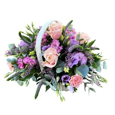 pink-lilac-sympathy-funeral-basket-arrangement-flowers-delivery-strood-rochester-medway