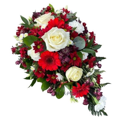 red-white-single-ended-spray-funeral-flowers-tribute-delivered-strood-rochester-medway