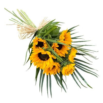 sunflower-tied-natural-tied-sheaf-wreath-funeral-flowers-tribute-delivered-strood-rochester-medway-kent 