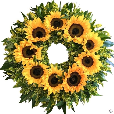 sunflower-wreath-ring-circle-of-life-funeral-flowers-tribute-delivered-strood-rochester-medway-kent