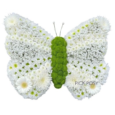 white-ivory-pure-butterfly-funeral-flowers-tribute-wreath-delivered-strood-rochester-medway-kent