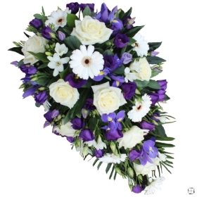 Purple & White Single Ended Funeral Spray