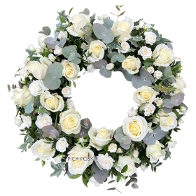 white-rose-spray-funeral-flowers-ring-wreath-circle-of-life-delivered-strood-rochester-medway-kent