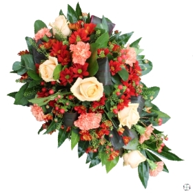 peach-orange-single-ended-spray-funeral-flowers-tribute-delivered-strood-rochester-medway