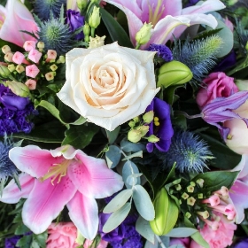 pink-purple-double-ended-open-ended-spray-funeral-flowers-tribute-delivered-strood-rochester-medway-kent