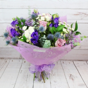 amethyst-gardens-natural-handtie-bouquet-lilac-purple-delivered-strood-rochester-medway