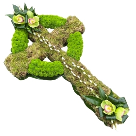 Celtic-irish-ireland-green-funeral-cross-wreath-flowers-delivered-strood-rochester-medway-kent