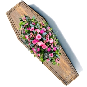 Pink-roses-gerebras-casket-coffin-spray-funeral-flowers-tribute-delivered-strood-Rochester-medway-kent