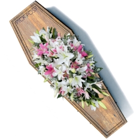 pink-white-lily-lilies-casket-coffin-spray-funeral-flowers-tribute-deliveerd-strood-rochester-medway