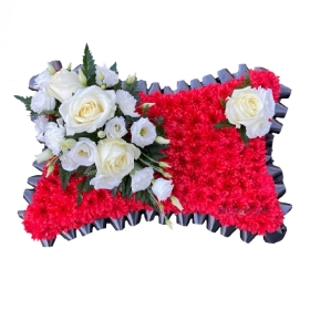 red-black-white-pillow-funeral-wreath-flowers-tribute-delivered-strood-rochester-medway