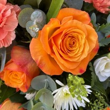 Orange-cream-white-casket-coffin-spray-funeral-flowers-delivered-strood-Rochester-Medway-kent