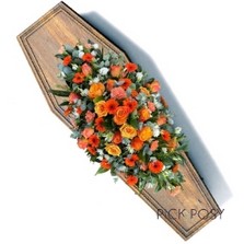 Orange-cream-white-casket-coffin-spray-funeral-flowers-delivered-strood-Rochester-Medway-kent