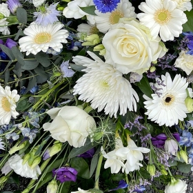 blue-purple-white-casket-coffin-spray-funeral-flowers-tribute-delivered-strood-rochester-medway-kent