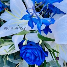 Blue-roses-delphiniums-white-lilies-casket-coffin-casket-spray-delivered-strood-Rochester-Medway-kent