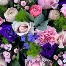 pink-purple-loose-cushion-wreath-funeral-flowers-tribute-delivered-strood-rochester-kent