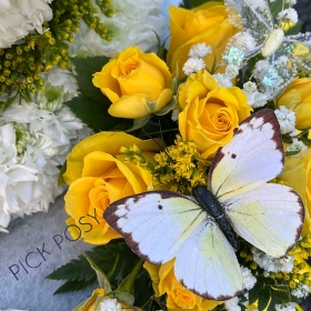 Yellow-white-cup-of-tea-saucer-funeral-flowers-tribute-wreath-delivered-strood-Rochester-Medway-kent