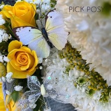 Yellow-white-cup-of-tea-saucer-funeral-flowers-tribute-wreath-delivered-strood-Rochester-Medway-kent