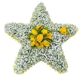 yellow-rose-gypsophila-star-tribute-funeral-flowers-delivered-strood-rochester-medway-kent