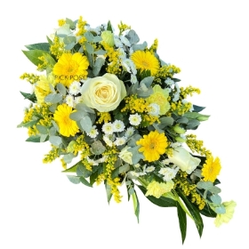yellow-white-bright-single-ended-open-ended-spray-funeral-flowers-tribute-delivered-strood-rochester-medway-kent