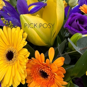 gold-yellow-purple-casket-coffin-spray-funeral-flowers-tribute-delivered-strood-rochester-medway-kent