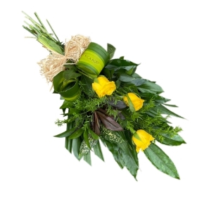 yellow-rose-tied-sheaf-funeral-flowers-tribute-delivered-strood-rochester-medway-kent