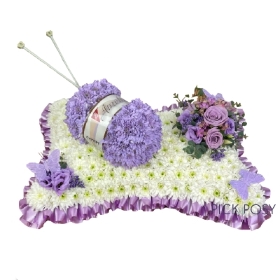 Lilac Ball of Wool Funeral Flowers