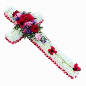 silk-poppy-poppies-cross-funeral-flowers-wreath-delivered-strood-rochester-medway-kent