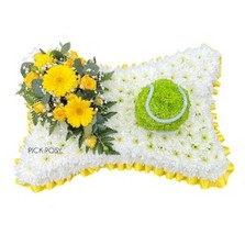 pillow-tennis-ball-wimbeldon-funeral-flowers-tribute-delivered-strood-rochester-medway-wreath-funeral-flowers-tribute-delivered-strood-rochester-medway-kent