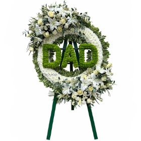 dad-wreath-letters-foliage-funeral-flowers-tribute-delivered-strood-rochester-medway-kent