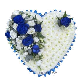 Blue Roses Based Funeral Heart
