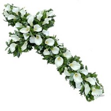 white-calla- lily-lilies-funeral-cross-wreath-flowers-delivered-strood-rochester-medway-kent