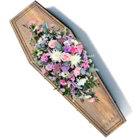 pink-lilac-white-casket-coffin-spray-funeral-flowers-tribute-delivered-strood-rochester-medway-kent