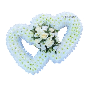 entwined-white-roses-double-hearts-funeral-flowers-tribute-wreath-delivered-strood-rochester-medway-kent
