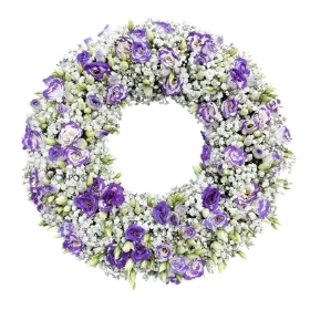 gypsophila-lisianthus-wreath-ring-circle-of-life-funeral-flowers-tribute-delivered-strood-rochester-medway-kent