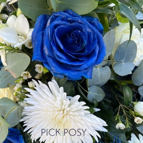 Blue-navy-white-casket-coffin-spray-tribute-funeral-flowers-delivered-strood-rochester-medway-kent