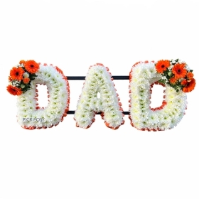 orange-white-germin-dad letters-funeral-flowers-tribute-delivered-strood-rochester-medway-kent